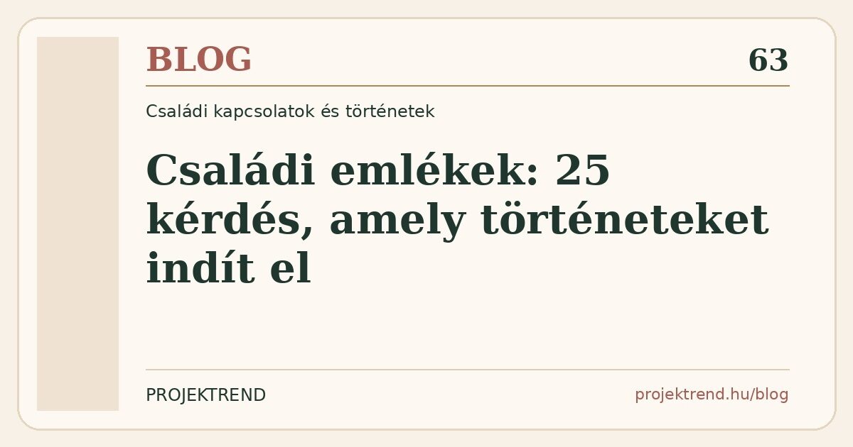 Családi emlékek: 25 kérdés, amely történeteket indít el