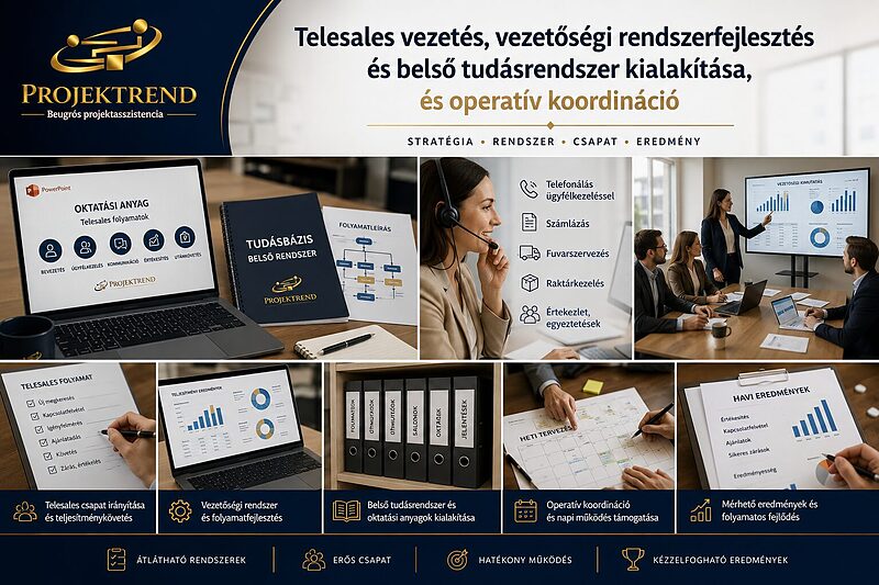 Telesales vezetés, vezetőségi rendszerfejlesztés és belső tudásrendszer kialakítása, és operatív koordináció